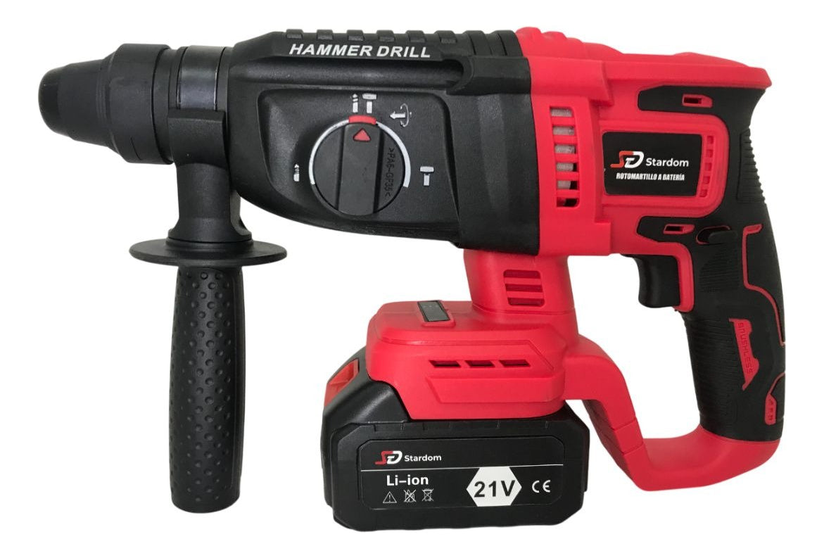 Rotomartillo Inalambrico 900w 2 Baterias 21v Color Rojo y Negro Frecuencia 50 60hz Stardom SD2010