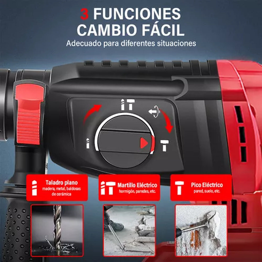 Rotomartillo 26mm Inalámbrico 21v 2 Baterias Maleta Cargador