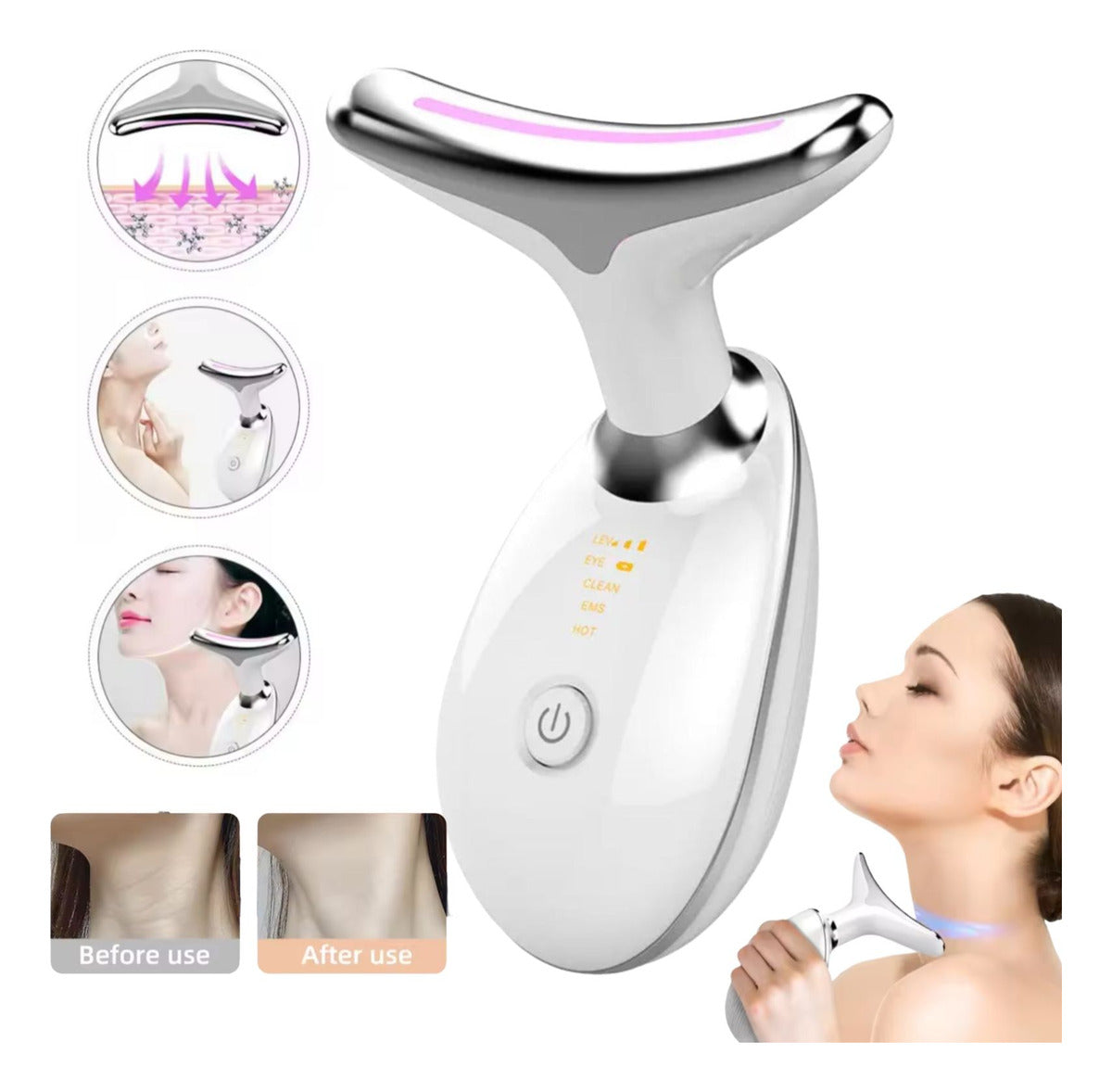 Masajeador Térmico De Rostro Cuello Reduce Papada Facial