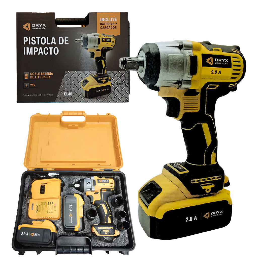 Llave Pistola Impacto Inalámbrica + 2 Baterias 21v + Maletin